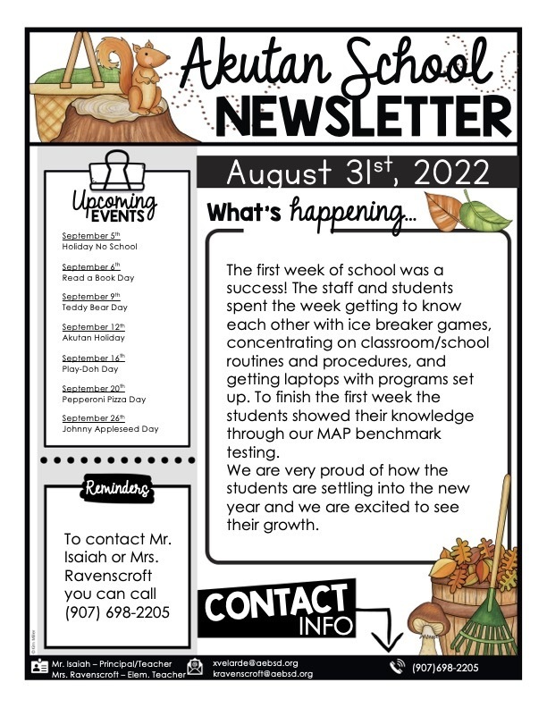 September Akutan School Newsleter
